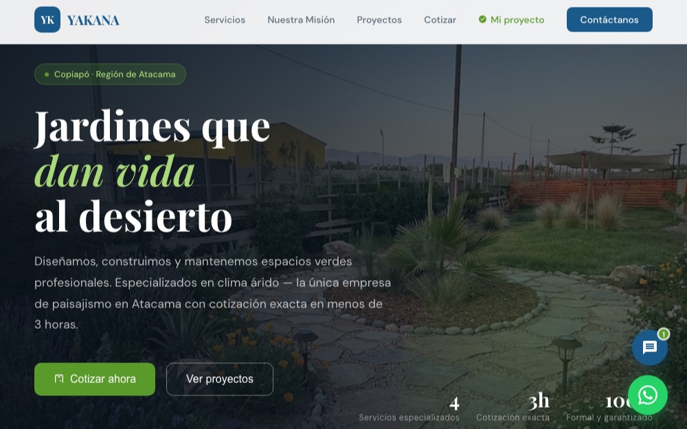 Sitio web de YAKANA — jardines y paisajismo