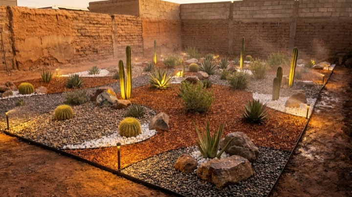 Después: jardín xerófito iluminado