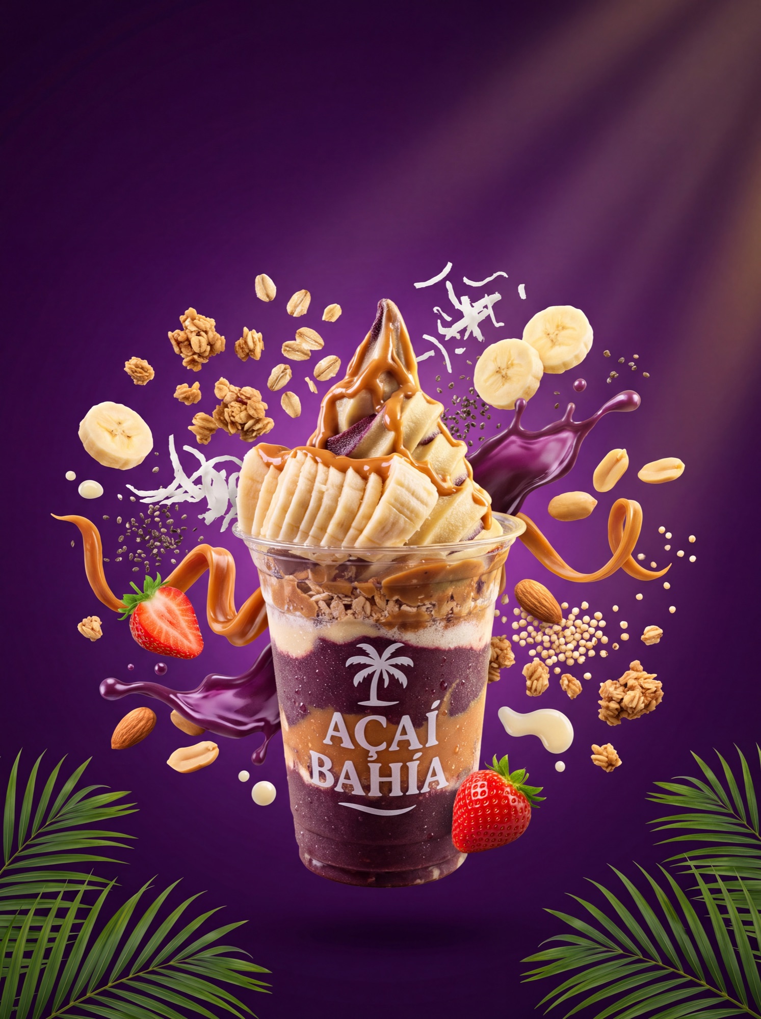 Vaso de açaí fotografiado para el hero