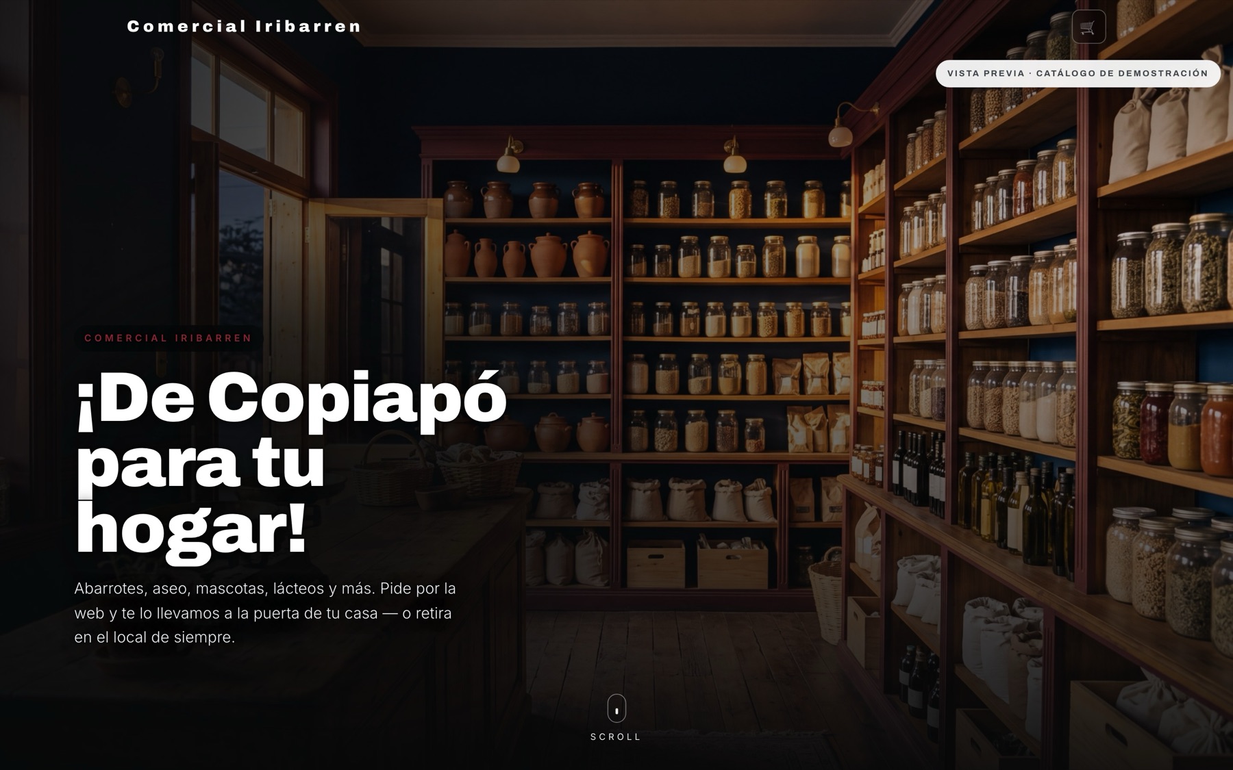 Portada del sitio de Comercial Iribarren