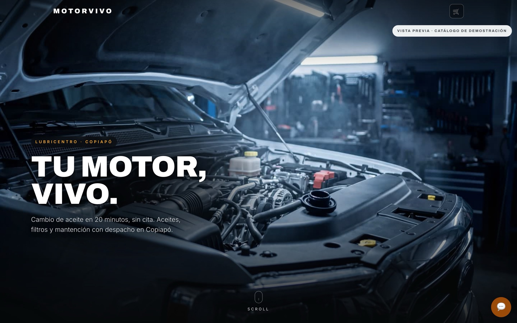 Portada del sitio de MOTORVIVO