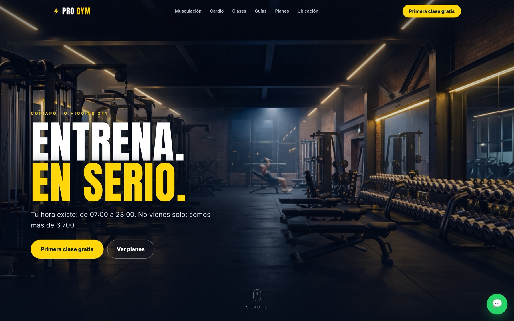 Portada del sitio de PRO GYM Copiapó