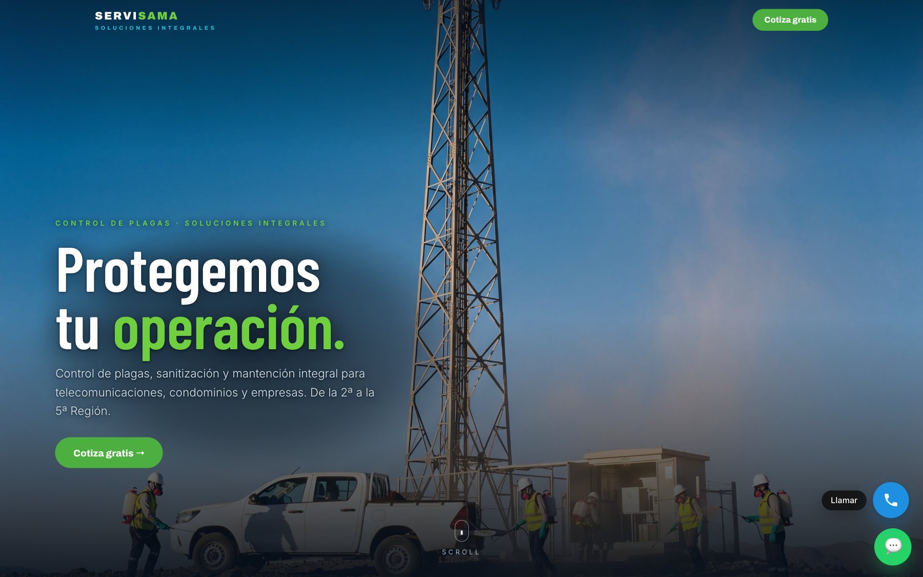 Portada del sitio de SERVISAMA